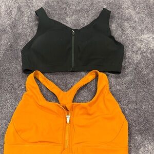 Lululemon Athletica Black & athleta orange size L Zip-Up Sports Bra